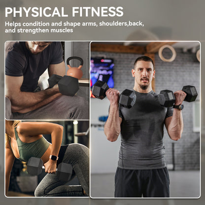 25KG Rubber Hex Dumbbell Portable Hand Weights Dumbbell Home Gym