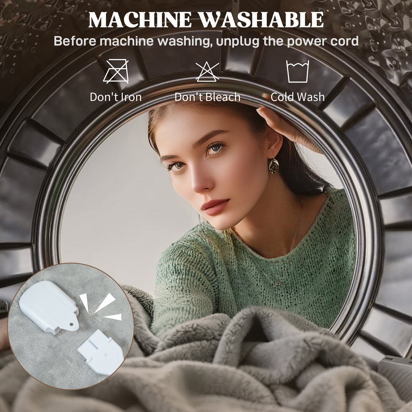 Heated Blanket 180 x 130cm, Electric Throw Blanket with 10 Heat Levels and 10H Timer, Machine Washable Flannel and Cotton Velvet with Overheat Protection, Grey