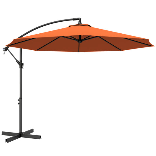 3m Cantilever Parasol | Crank Handle | Tilt Adjustment | 180gsm Polyester Canopy | 8 Ribs | Φ48mm Steel Pole | Cross Base Included | 2.95m Diameter | Orange