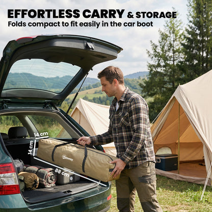 Outsunny Camping Windbreak 480 x 120cm – 4-Panel Pop-Up Wind Blocker, Level 6 Wind Resistance, PU-Coated Oxford Fabric, 3-Min Setup, 12 Stakes & 7 Guy Ropes – Khaki
