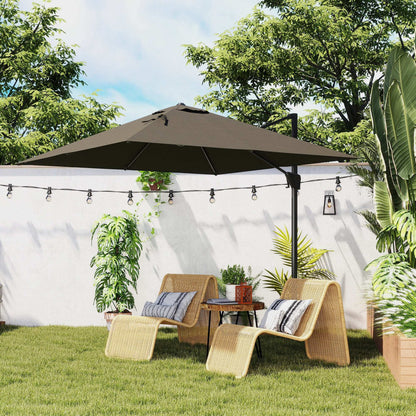 Outsunny Patio Offset Parasol Umbrella - Tan