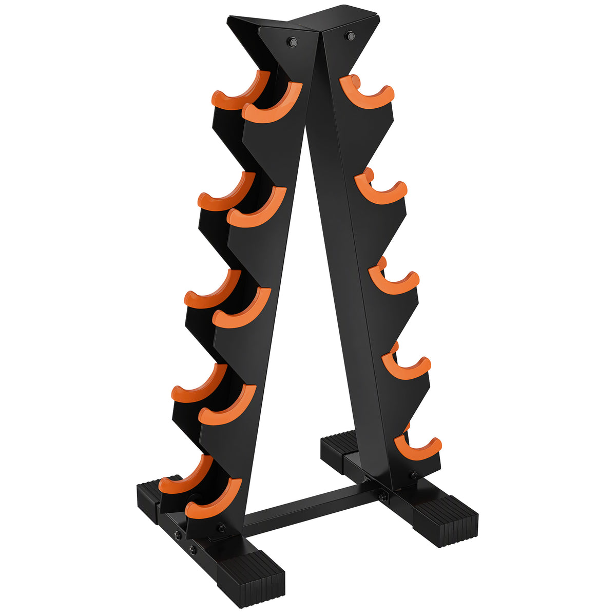 SPORTNOW 5-Tier Dumbbell Rack | A-Frame Stand for 5 Pairs | 90kg Total Capacity, Protective Cradles & PP Feet | Black & Orange