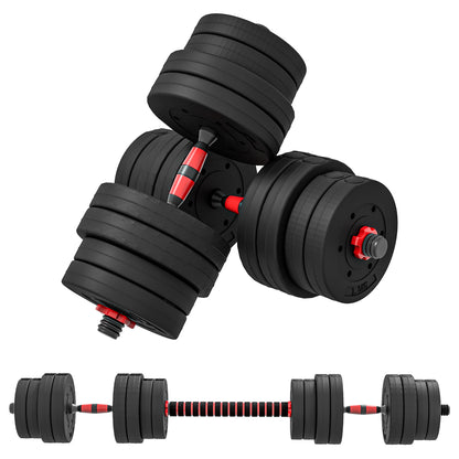30kg 2 IN 1 Adjustable Dumbbells Weight Set, Dumbbell Hand Weight Barbell for Body Fitness, Lifting Training for Home, Office, Gym, Black