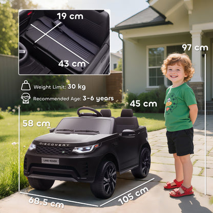 Land Rover Discovery Licensed 12V Kids Electric Car with Remote, 4 Wheel Suspension, Slow Start, Lights, Music, Black / Pink / Khaki