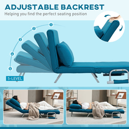 4-in-1 Faux Suede Chair Bed - Blue