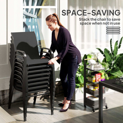 Outsunny 8 Seater Garden Dining Set with, Rectangular Tempered Glass Top, Outdoor Dining Table and Chairs for Patio, Balcony, Poolside, Black