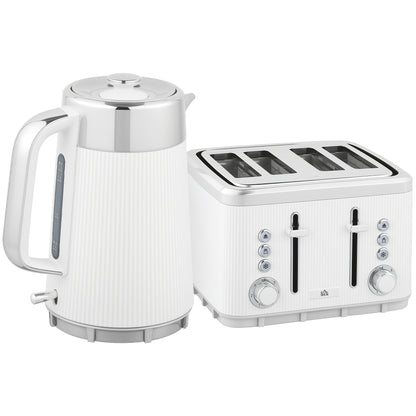 Electric Kettle and Toaster Set, 3000W 1.7L UK Strix Thermostat Rapid Boil Jug Kettle with Limescale Filter, 4 Slice Toaster W/ 7 Browning Controls, Crumb Tray