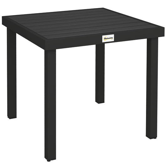 Outsunny 78 cm Garden Dining Table for 4 People, Square Outdoor Coffee End Side Table with Aluminium Legs, Black