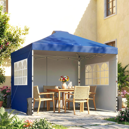 3x3m Pop Up Gazebo | UPF50+ Waterproof 210D Oxford | 3 Sidewalls | 2 Church Windows | 3 Height Settings | Wheeled Bag | Wind Level 4-6 | Dark Blue