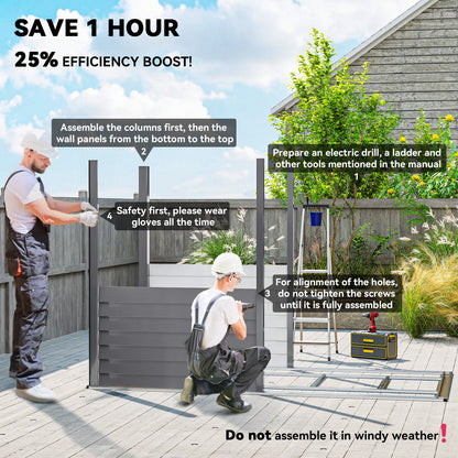 5 x 9ft Galvanised Metal Garden Shed with Foundation Kit, Outdoor Lean-to Shed, Tool Storage House with Lockable Doors, Grey