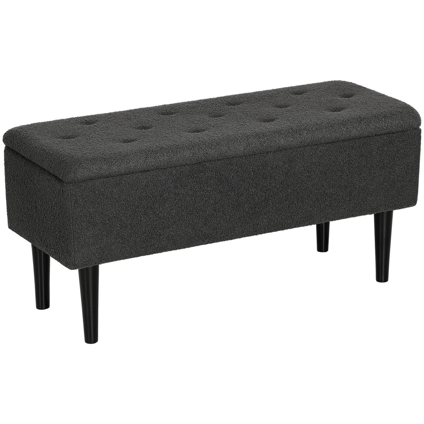 47L Teddy Fleece Storage Ottoman - Dark Grey