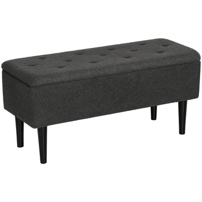 47L Teddy Fleece Storage Ottoman - Dark Grey