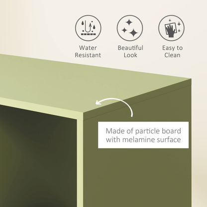 Open Wardrobe for Bedroom, Small Wardrobe on Wheels with Clothes Rail, Storage Shelves, Mobile Garment Rack for Clothes Storage- Green