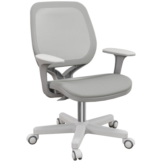 Vinsetto Office Chair, Breathable Mesh Swivel Desk Chair with Adjustable Height and  360° Swivel Security Wheels, Grey / Pink