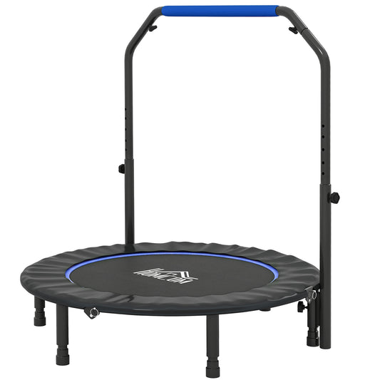 45" Foldable Mini Fitness Trampoline, with Adjustable Foam Handle, Blue / Orange / Pink