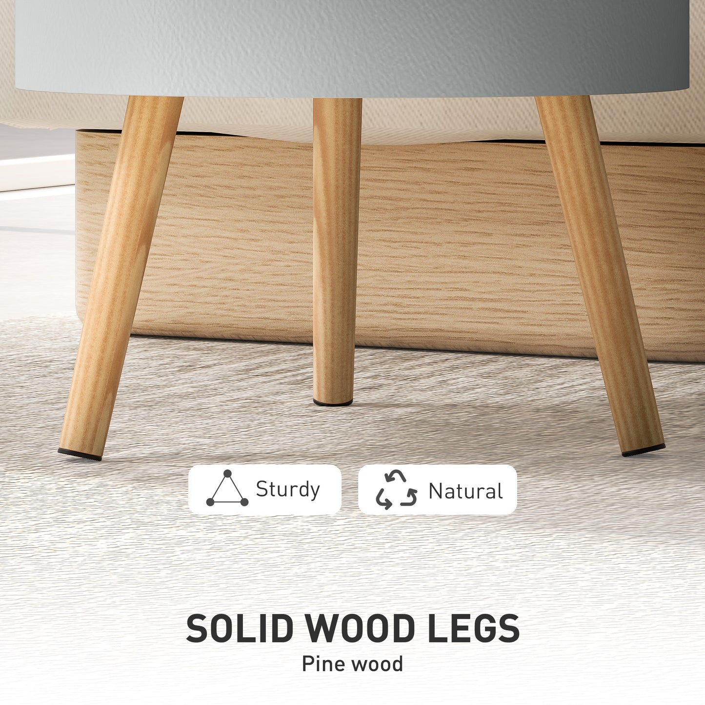 3-Tier Coffee Table, Round End Table with 2 Hidden Compartments and Detachable Tray, with Storage for Living Room, Grey