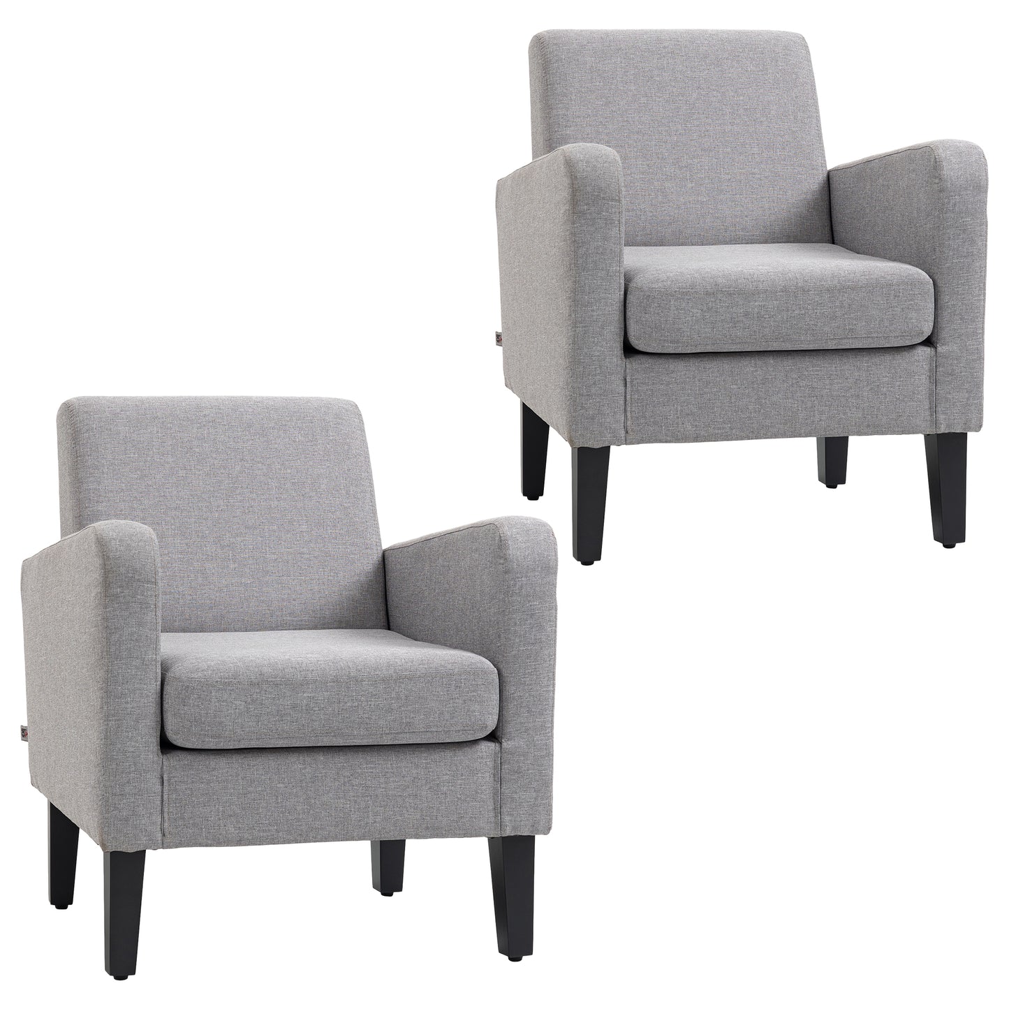 Set Of 2 Modern Armchairs With Rubber Wood Legs, Upholstered Accent Chairs, Single Sofa for Living Room, Bedroom - Different Colours