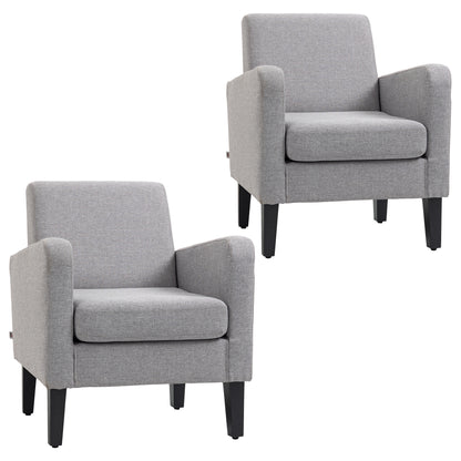 Set Of 2 Modern Armchairs With Rubber Wood Legs, Upholstered Accent Chairs, Single Sofa for Living Room, Bedroom - Different Colours