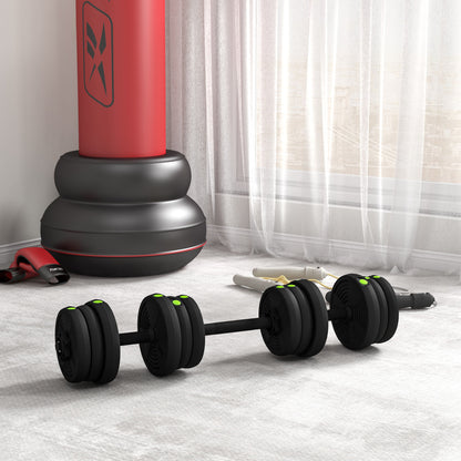 SPORTNOW 2-in-1 Adjustable Barbell & Dumbbell Set | Black & Green | Steel Plastic Sand | 19kg Plates | 4x2kg 4x1.5kg 4x1.25kg | 105cm Barbell | Non-Slip Grips | Home Gym