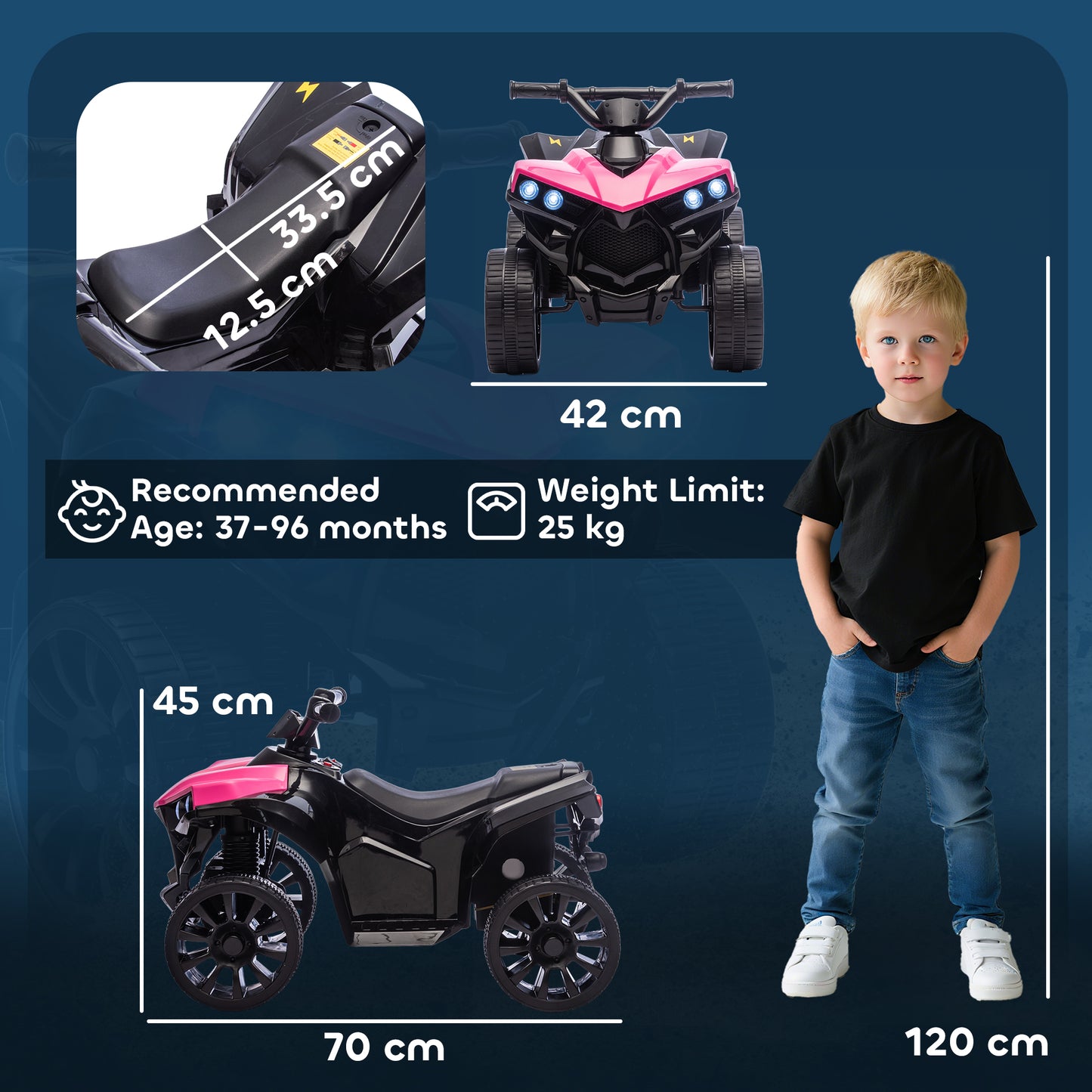 6V Kids ATV, 4 Wheeler Electric Ride on Car with Music and LED Headlights, for Ages 3-8 Years Boys and Girls