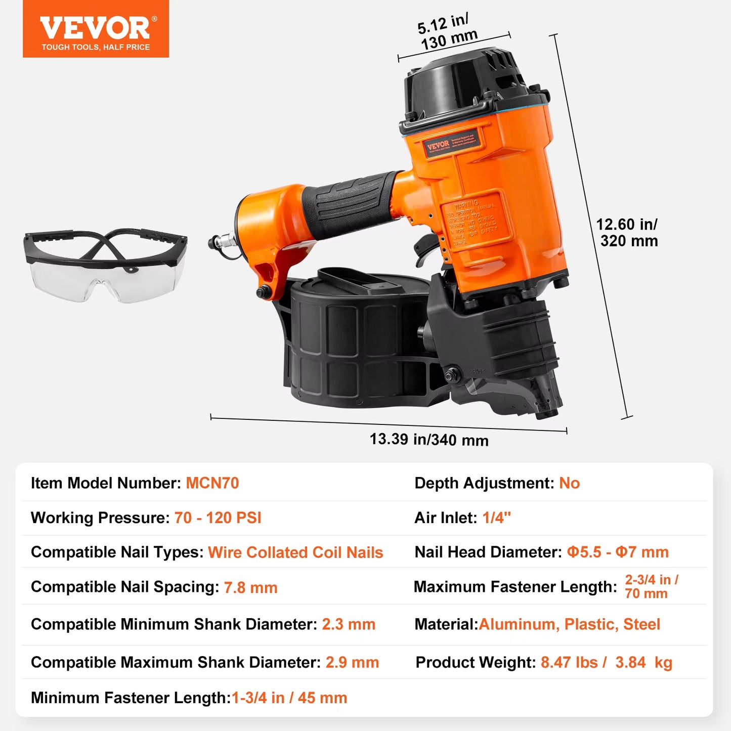Coil Siding Nailer CN65 CN55 CN70 CN83 CN90 Pneumatic Siding Nail Gun Pallet Making Coil Nailer 70-120PSI Air Nailer