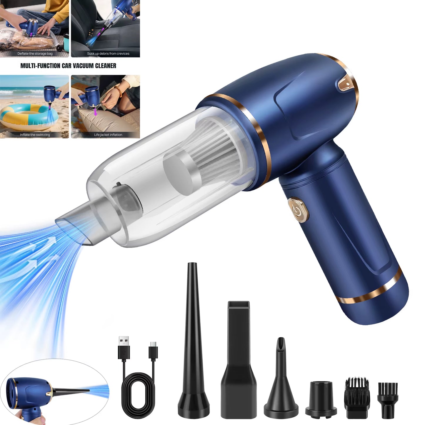 Compressed Air Cleaner Blower For PC, Laptop, MacBook, 3 Speed 100000RPM Air Blower Compressed Cleaning Duster