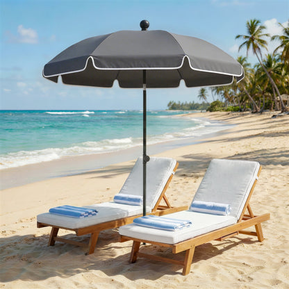 Beach Umbrella Parasol | 1.8m | 30° Tilt | UPF30+ | Adjustable 130-210cm | Sand Anchor | Carry Bag | Dark Grey