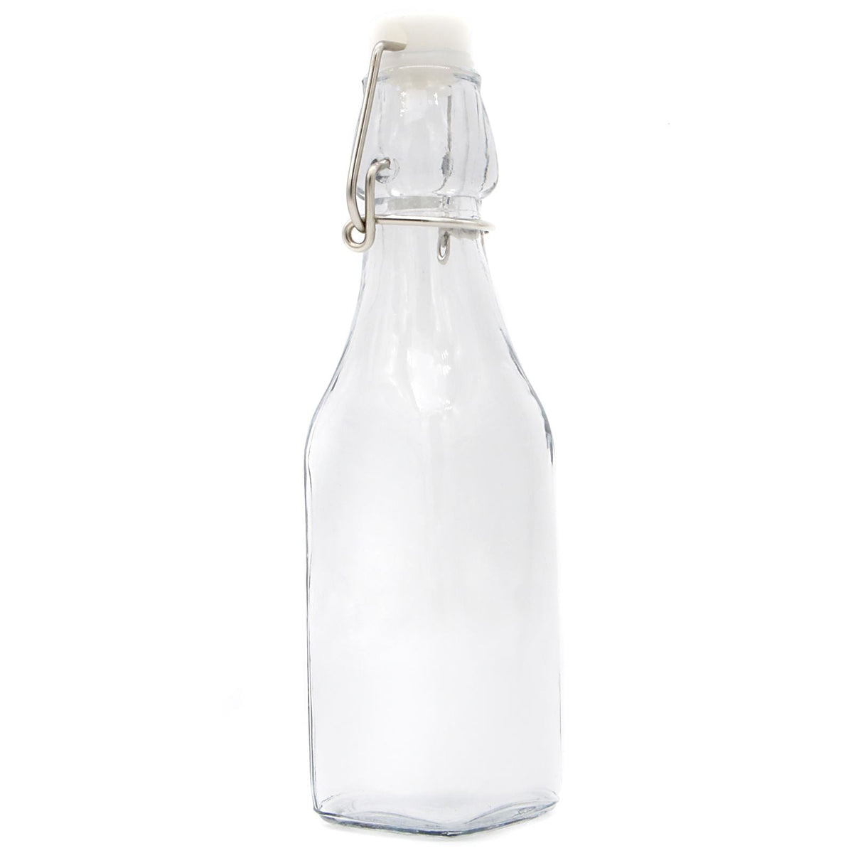Maison & White Clip Top Glass Bottles | Set of 6 | 250ml Each | Clear Swing Top Kitchen & Drinks Bottles | Dishwasher Safe
