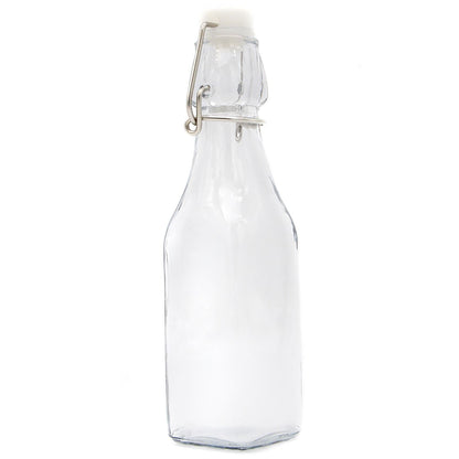 Maison & White Clip Top Glass Bottles | Set of 6 | 250ml Each | Clear Swing Top Kitchen & Drinks Bottles | Dishwasher Safe