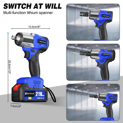 Cordless Impact Wrench 1/2 Inch, Brushless Impact Gun 450N.M High Torque, 3200Rpm Variable Speed with 4 Socket Sets