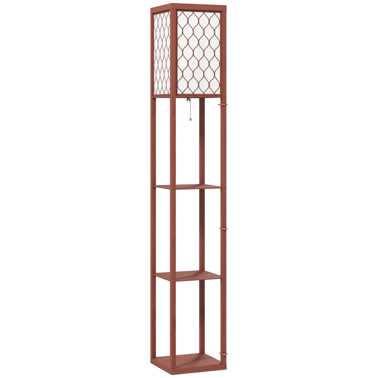 Three-Shelf Standing Lamp - Brown/White