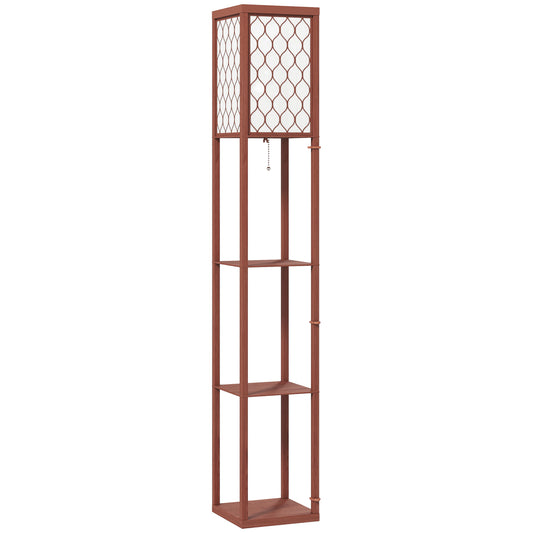 Three-Shelf Standing Lamp - Brown/White