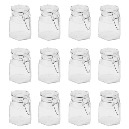 Maison & White Set of 12 Hexagonal Glass Jars | 100ml | 8x5.5cm | Clip-Top Airtight Lids | Oven Fridge & Dishwasher Safe | 12 Labels & Chalk Pen | 2-Year Warranty