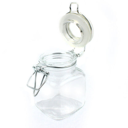 Maison & White Mini Glass Spice Jars Pack of 12 | Airtight Metal Clip-Top & Rubber Seal | 100ml | 8cm | Includes Chalkboard Labels & Chalk Pen | Kitchen Pantry Storage | 2-Year Warranty