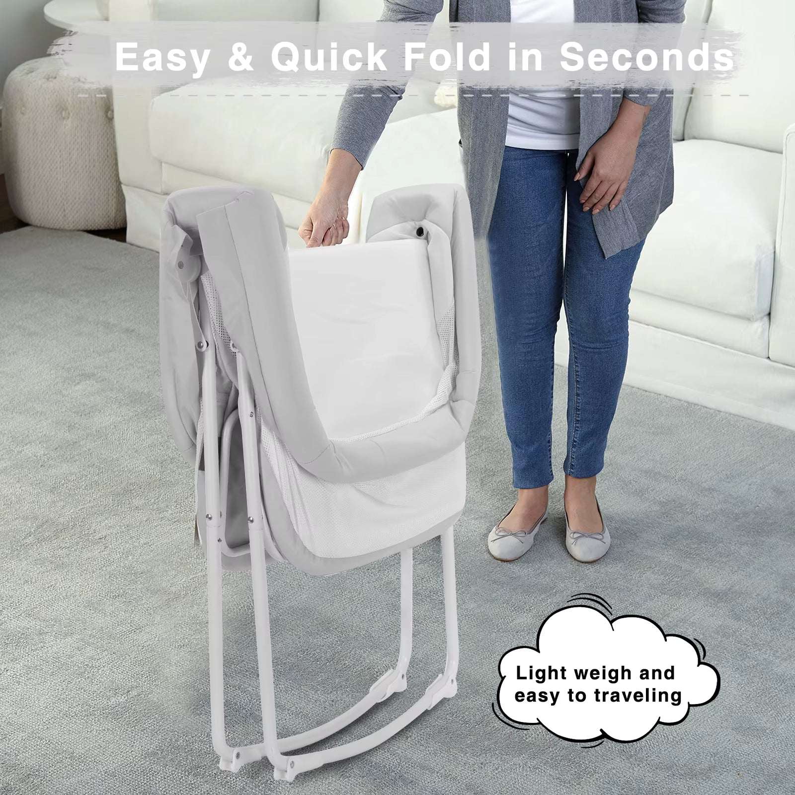 UBRAVOO Baby 2 in 1 Cribs And Cradles With Mattress Multifunction Bedside Rocking For Newborn Easy Folding Travel Cot
