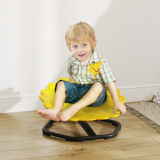AIYAPLAY Flower-Shaped Sensory Spinning Chair with Non-Slip Base for Balance/Coordination, Yellow