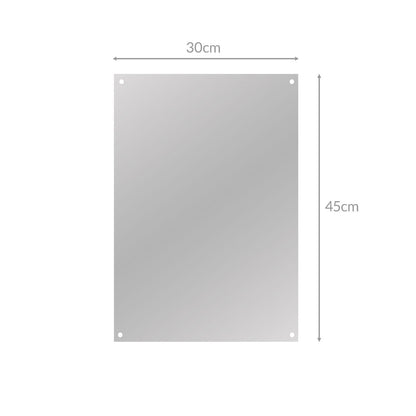 Maison & White Frameless Rectangle Wall Mirror | 450x300mm | 4mm Glass | Pre-Drilled | Fixings & Chrome Caps Included | Vertical or Horizontal | Bedroom Bathroom Office | 2-Year Warranty