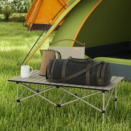 Outsunny Portable  Aluminium Picnic  Camping Table, Lightweight Folding, Carry Bag For Outdoor Camping, Picnic, Hiking, Cooking, BBQ, Fishing, Khaki