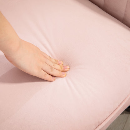 Retro Vintage Style Velvet-Feel Tub Office Chair, with Seat Cushion - Pink