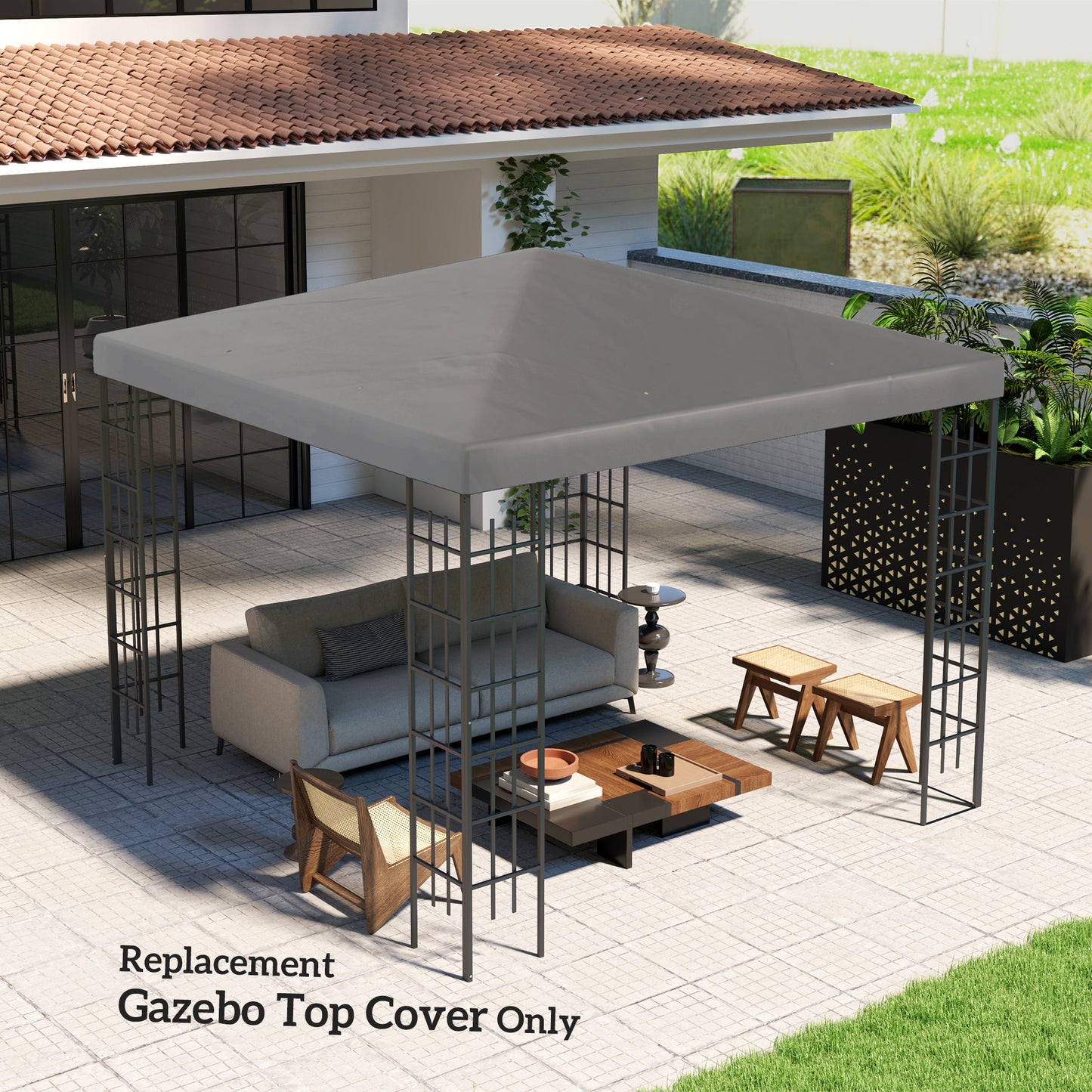 Outsunny 3 x 3(m) Gazebo Canopy Replacement Cover - Grey