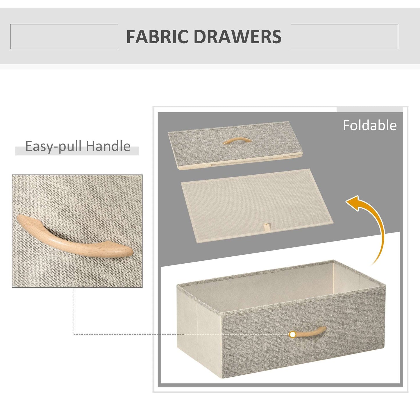 Chest of Drawers Bedroom Unit Storage Cabinet with 3 Fabric Bins for Living Room, Bedroom and Entryway, White