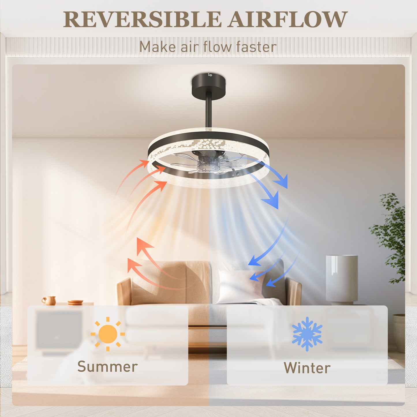 Ceiling Fan with LED Light and Remote - Black
