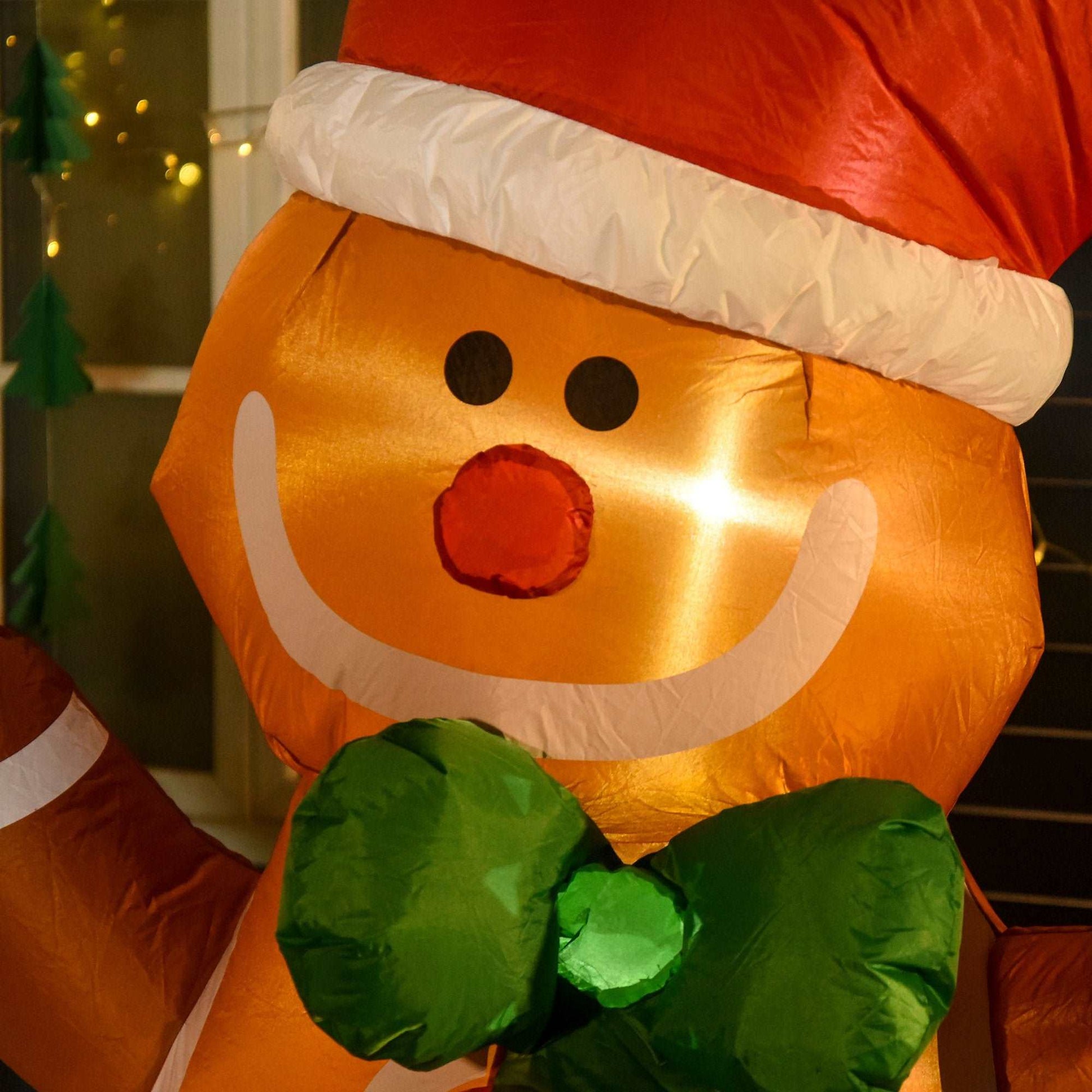 183cm Christmas Inflatable Gingerbread Man Holiday Yard Lawn Decoration with LED Lights, Indoor Outdoor Blow Up Decor