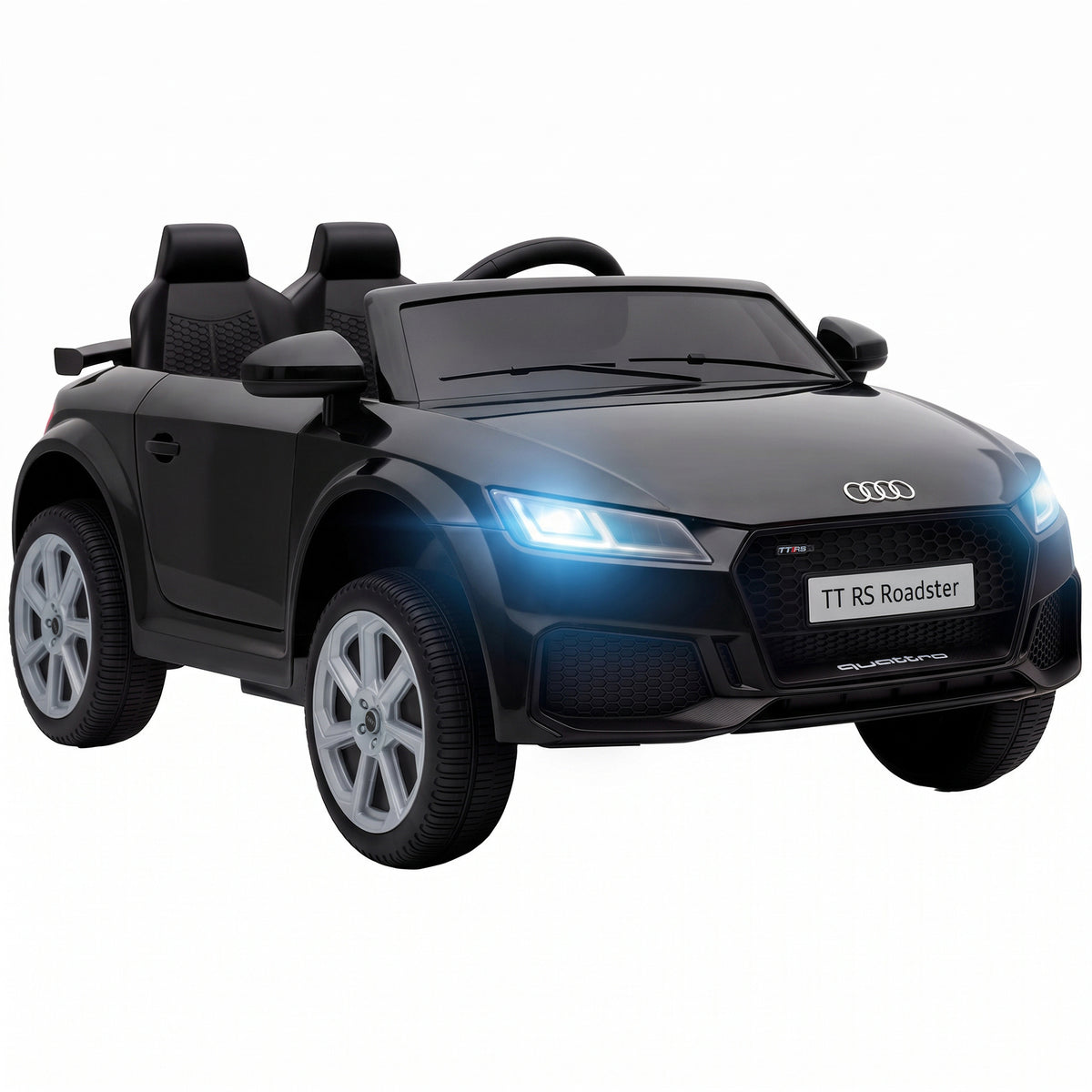 AIYAPLAY Licensed Audi TT RS 12V Kids Ride-On Car | Parent Remote, Dual 25W Motors & 4-Wheel Suspension | Lights, Music & USB | Pink, Grey or Black | Ages 2–3