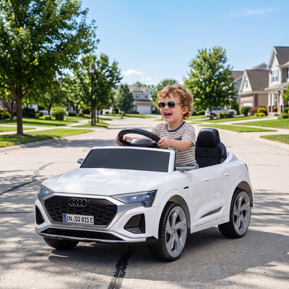 Licensed Audi Q8 e-tron Sportback Kids Ride On Car | Parental Remote | 4-Wheel Suspension | Soft Start | LED Lights | MP3 | Ages 3–4 | White or Black