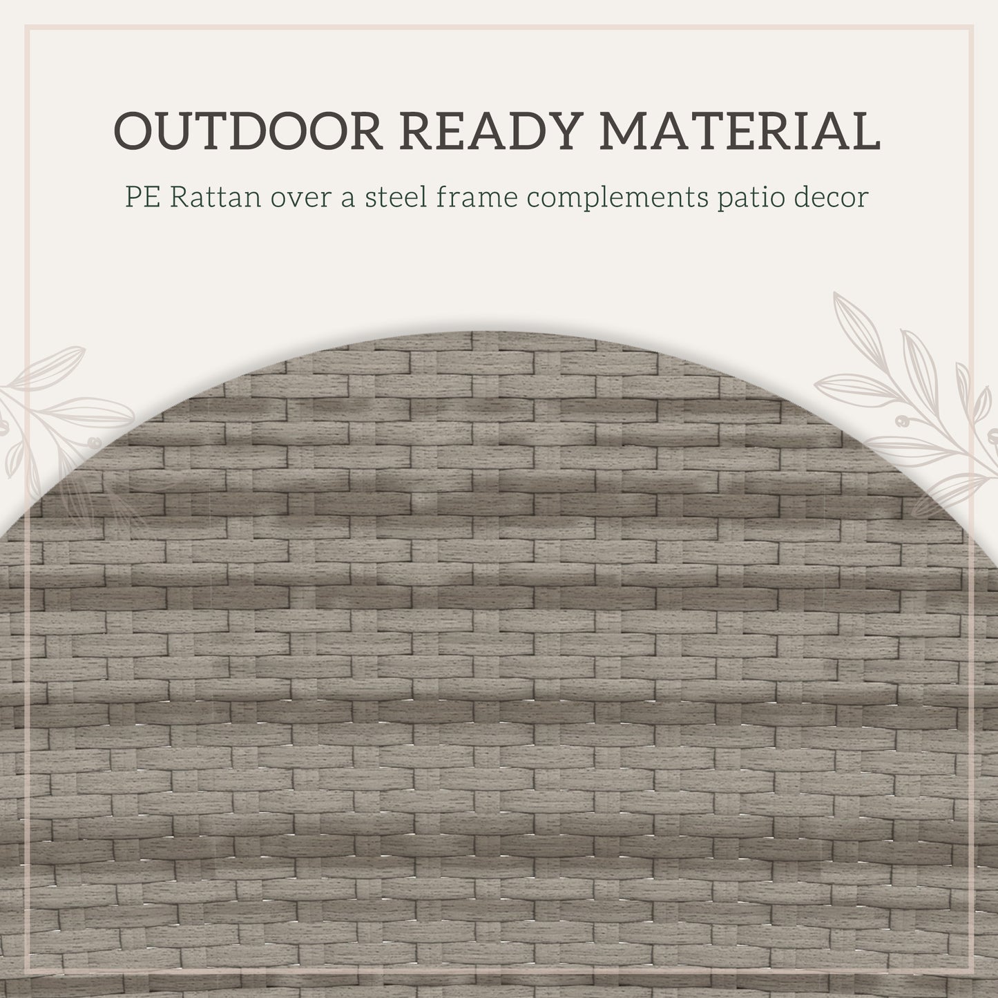 Outsunny Rattan Dining Set 5 Pieces with Removable Cushions, Slatted Tabletop for Patio, Lawn, Balcony, Grey