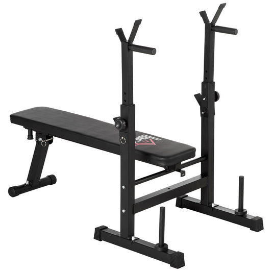 Adjustable Weight Bench Foldable Bench Press, with Barbell Rack, Black
