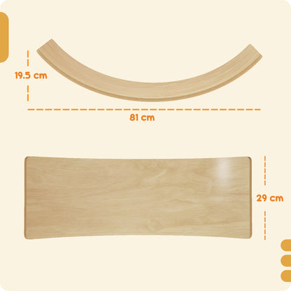 AIYAPLAY Wooden Balance Board for Kids, Wobble Board with Silent Felt for Sensory Play, Orange / Blue