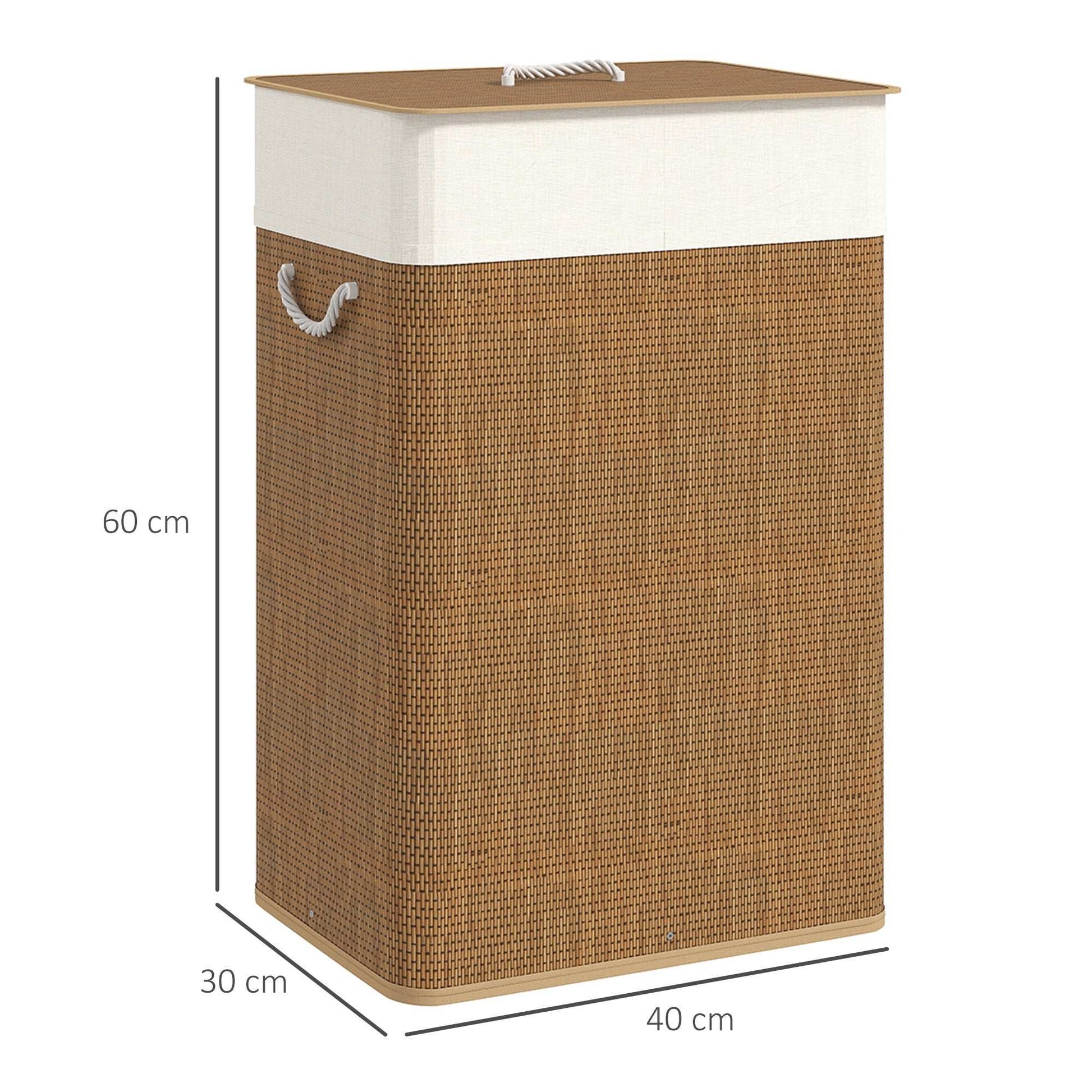 Bamboo Bathroom Washing Laundry Basket with Lid, 72L Laundry Hamper with Rope Handles for Bathroom, Bedroom, Brown