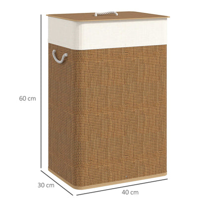 Bamboo Bathroom Washing Laundry Basket with Lid, 72L Laundry Hamper with Rope Handles for Bathroom, Bedroom, Brown